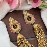 Antique Jada Billai with Golden Pearl Maatil-Bun Billai-Red Green-G13068